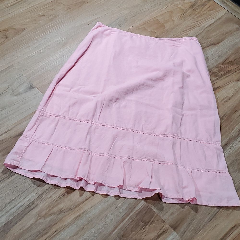 🔺️Tommy Hilfiger Pink Cotton Tiered Midi Skirt Size 4